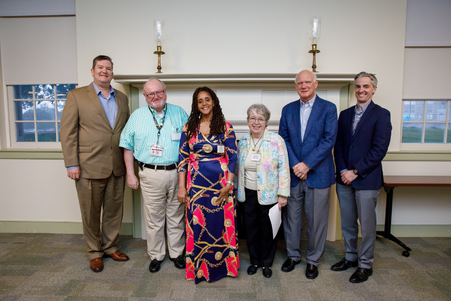 (From left) James Hazlett, MSN, RN, NE-BC; James Fitzgerald; Latrice Parr, Director of Housing and Social Services, Family Promise of Philadelphia; Elly Reinhardt; Martin Ogletree; and Michael McCormick.